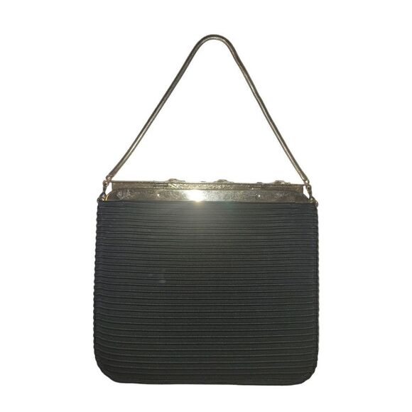 Vintage 1960s Faye Mell Design Fleurette, Inc Black Eveing Bag Cluch - Picture 11 of 16